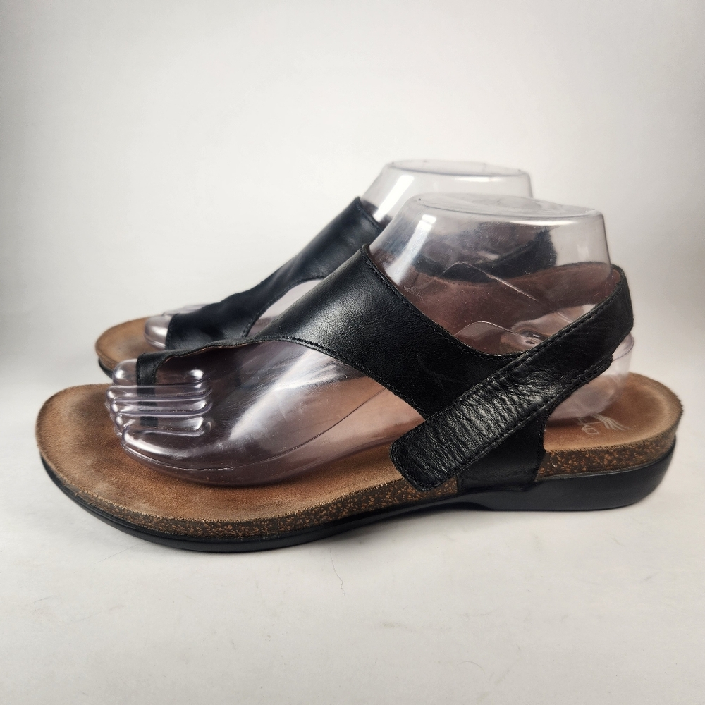 DANSKO Women's Reece Sandal 10 EU 40 Black Leather Comfort Slingback Wedge Shoe - Picture 7 of 10